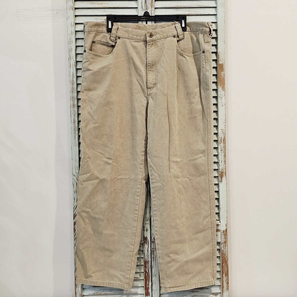 AXIS LA THRASHED WORKWEAR JEANS Mens 40x30 Khaki Denim Outdoor Utility Pants